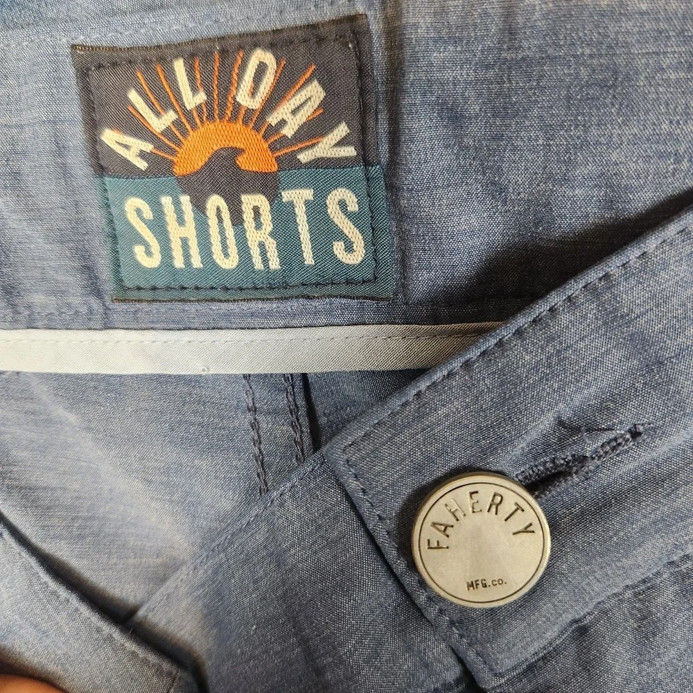 Faherty Men's All Day Shorts Size 42 Heather Blue Hybrid Chino